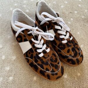 Boden Leopard Print Ponyhair Sneakers with White Accents